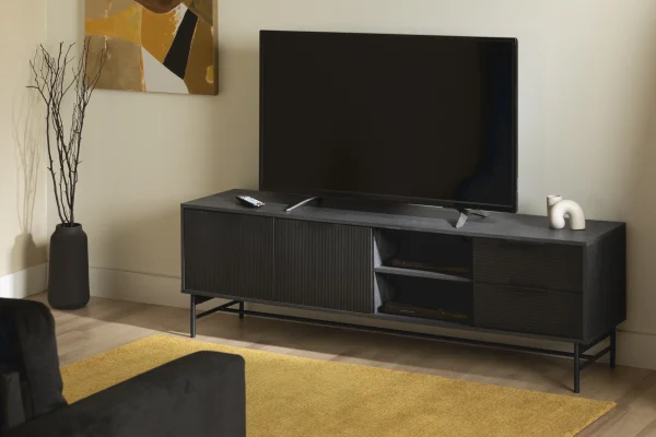 South Shore Arlo, Mid-century Glam TV Stand, 65"Black - Image 6