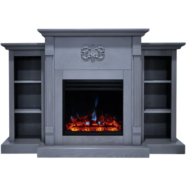 Hanover Glenwood Electric Fireplace Heater with 59-In. White TV Stand, Deep Log Display, Multi-color Flames, and Remote - Image 8