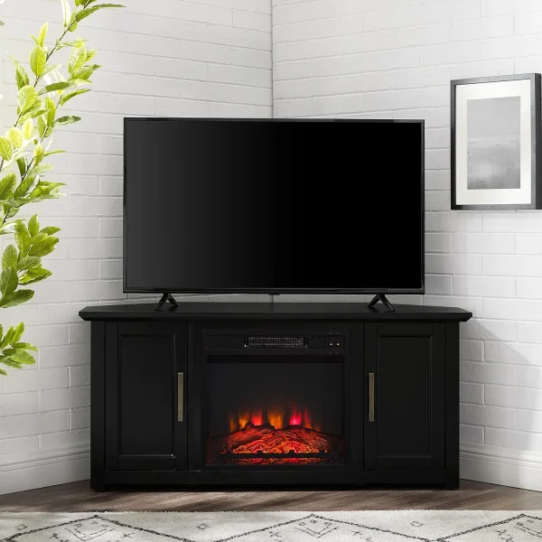 KF1006BK Camden -Inch Corner TV Stand With Electric Fireplace, Black - Image 7