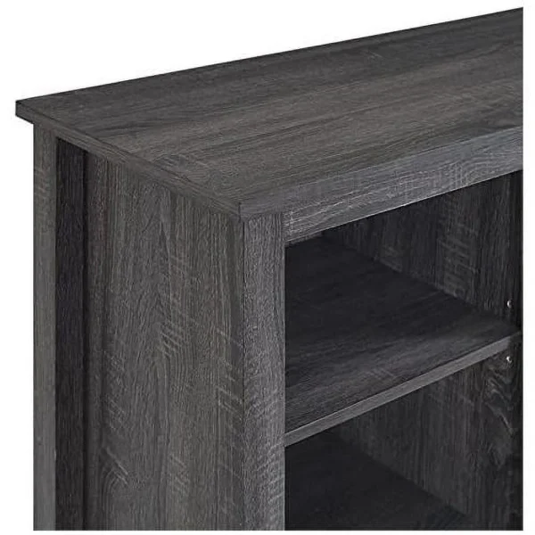 Minimal Farmhouse Electric Fireplace TV Stand Console Rustic Wood Entertainment Center With Storage, For TV's Up To 64", In Charcoal