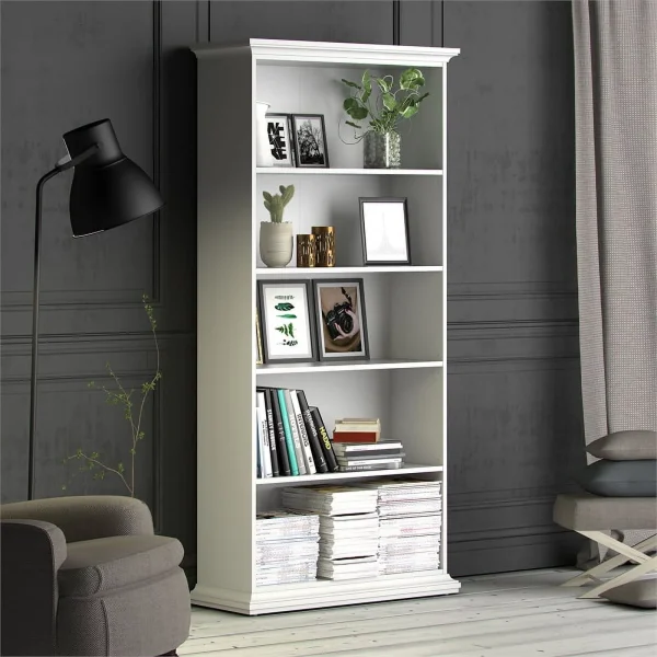 Home Square 2-Piece Set with TV Stand and 5 Shelf Bookcase in White - Image 8