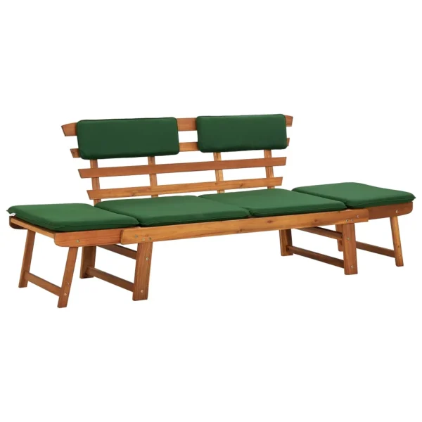 OWSOO Garden Bench with Cushions 2-in-1 74.8"Solid Acacia Wood