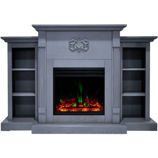Hanover Glenwood Electric Fireplace Heater with 59-In. White TV Stand, Deep Log Display, Multi-color Flames, and Remote - Image 7