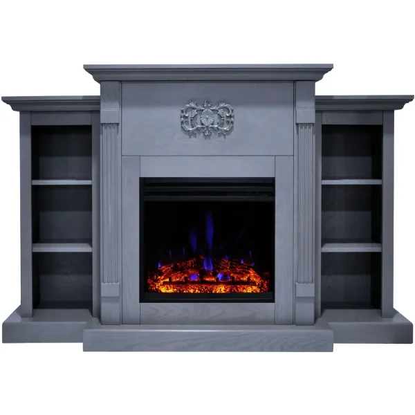 Hanover Glenwood Electric Fireplace Heater with 59-In. White TV Stand, Deep Log Display, Multi-color Flames, and Remote - Image 10