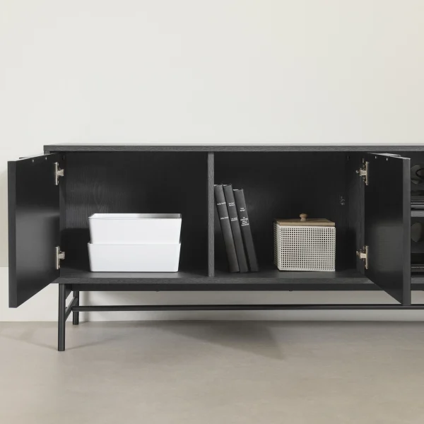 South Shore Arlo, Mid-century Glam TV Stand, 65"Black - Image 9