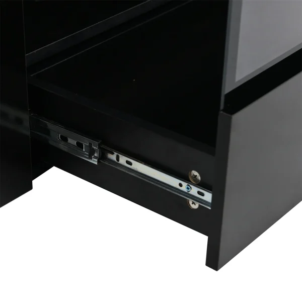 Sleek High-Gloss TV Cabinet with LED Accent Lighting and Ample Storage Premium Particle Board, Stylish Design, Waterproof Surface-black - Image 10