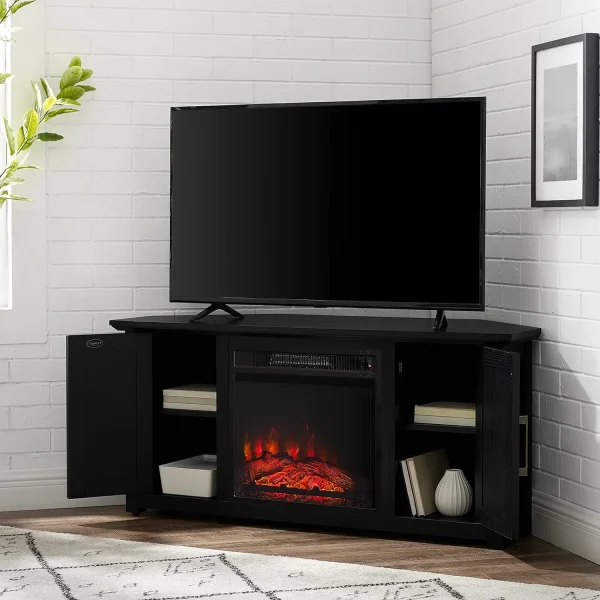 KF1006BK Camden -Inch Corner TV Stand With Electric Fireplace, Black - Image 6