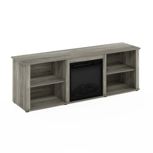 HomeStock City Sleek 70 Inch Tv Stand With Fireplace, French Oak Grey - Image 4