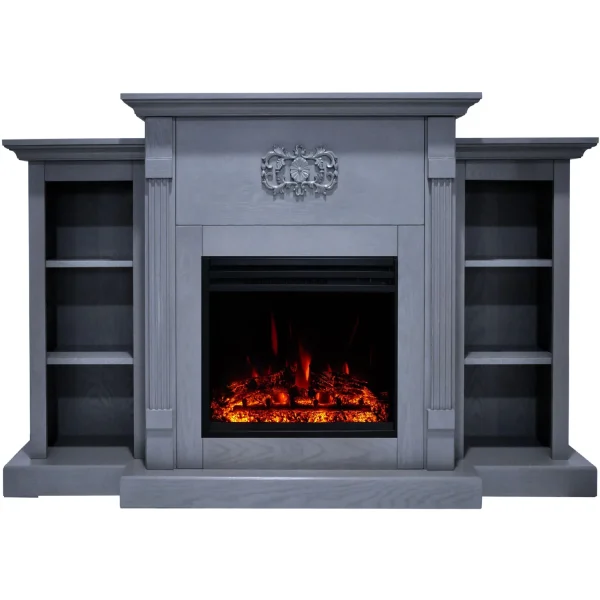 Hanover Glenwood Electric Fireplace Heater with 59-In. White TV Stand, Deep Log Display, Multi-color Flames, and Remote - Image 9