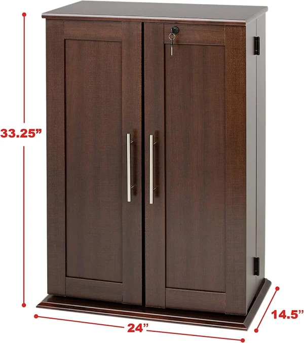 Small Deluxe Media Cabinet, Holds , , Large Wall Media Storage Rack In Espresso