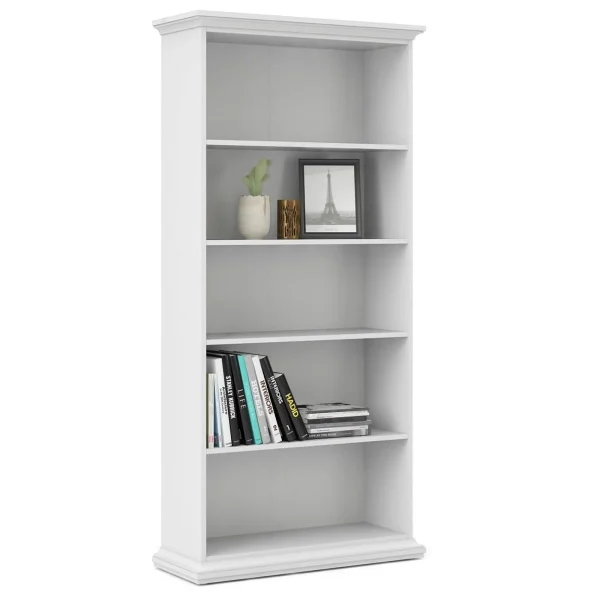 Home Square 2-Piece Set with TV Stand and 5 Shelf Bookcase in White - Image 4