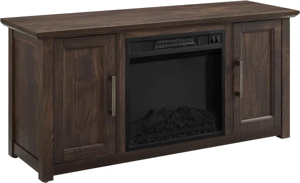 KF1005DW Camden -Inch Low Profile TV Stand With Electric Fireplace, Dark Walnut - Image 3