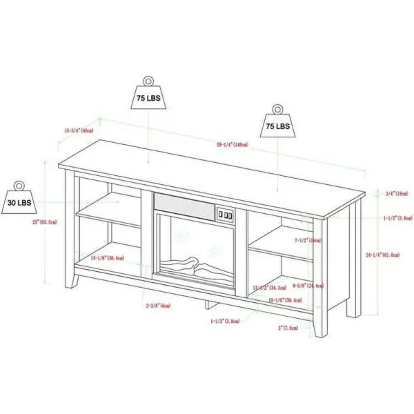 Minimal Farmhouse Electric Fireplace TV Stand Console Rustic Wood Entertainment Center With Storage, For TV's Up To 64", In Espresso - Image 8