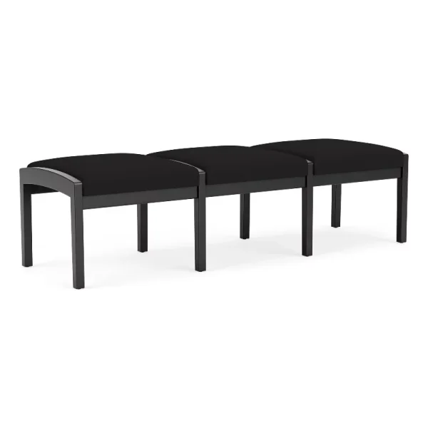Lesro Lenox Wood 18"3-Seat Fabric Reception Bench in Open House Black