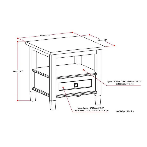 Home Square 2-Piece Set with 72"TV Media Stand and 20"End Side Table - Image 4