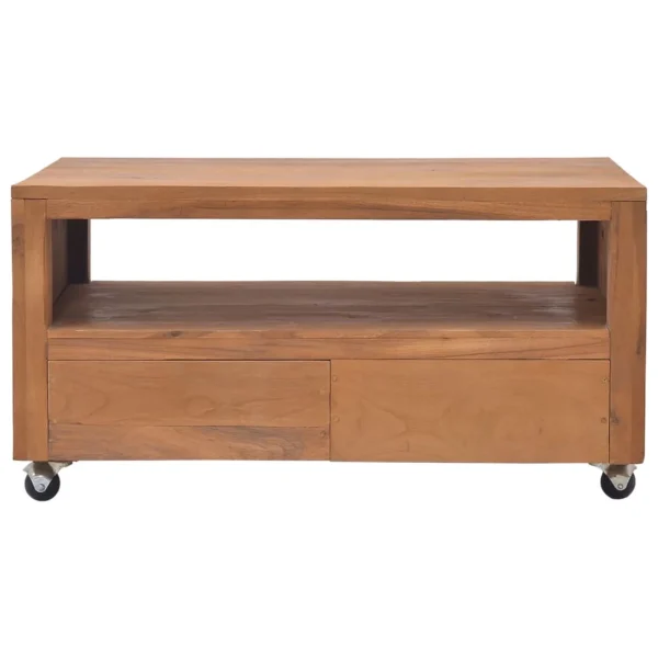 Suzicca TV Cabinet with Wheels 31.5"x19.7"x16.5"Solid Teak Wood - Image 4