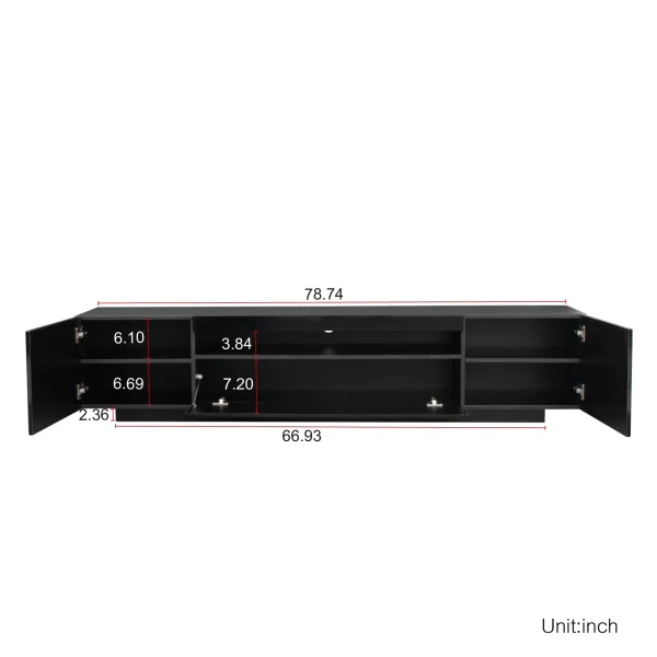 OWSOO 145 Modern 57"TV Stand Matte Body High Gloss Fronts with 12 Color LEDs - Image 3
