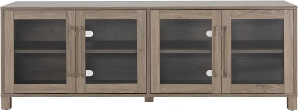 Rectangular TV Stand For TV's Up To 80"In Antiqued Gray, Electric Fireplace TV Stands For The Living Room - Image 3
