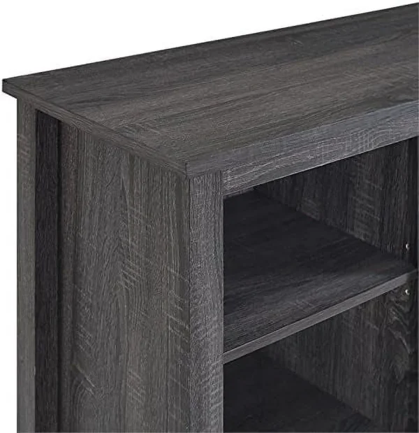 Minimal Farmhouse Electric Fireplace TV Stand Console Rustic Wood Entertainment Center With Storage, For TV's Up To 64", In Charcoal - Image 5