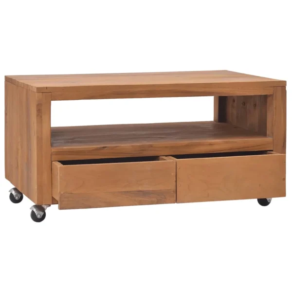 Suzicca TV Cabinet with Wheels 31.5"x19.7"x16.5"Solid Teak Wood - Image 2
