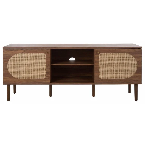 SAFAVIEH Claude Coastal 2 Door 2 Shelf Media Stand, Oak (59 in. W x 15.2 in. D x 23.8 in. H) - Image 2