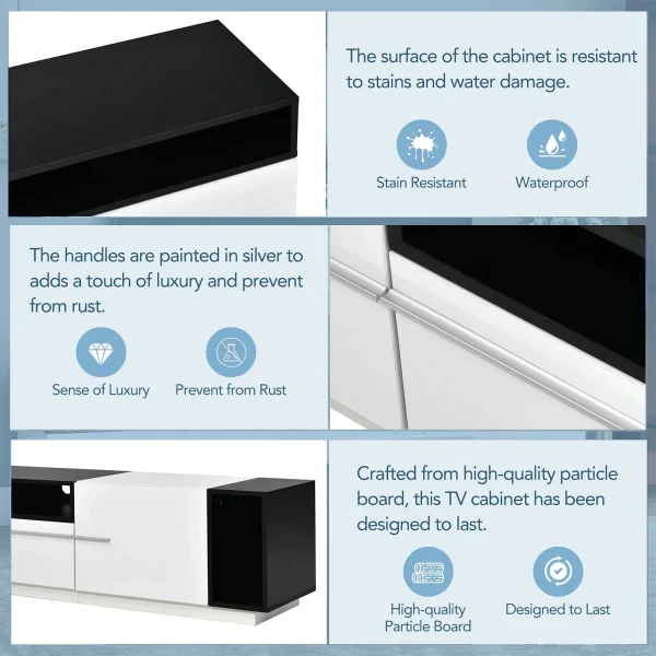 Sleek Two-Tone TV Cabinet Modern Design high gloss Ample Storage, and Cable Management-white - Image 6