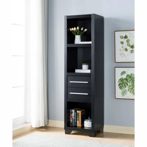 Media Tower Shelve Storage Space Pier In Black