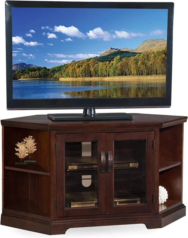 Leick Furniture 81287 1 Corner Stand with Bookcases for 50"TV's, Brown