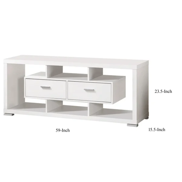 HomeStock's spacious Modern Style Tv Console, White - Image 4