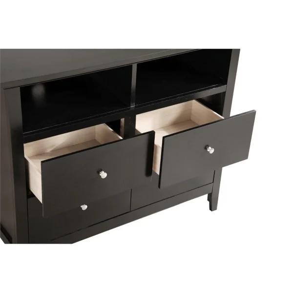 Maklaine Modern Wood 4 Drawer TV Stand with Drawers in Black - Image 4