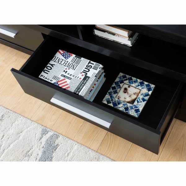 Media Tower Shelve Storage Space Pier In Black - Image 4