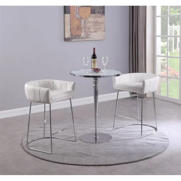 Maklaine Metal Pub Set with Counter Table & 2 Stools in White - Image 2