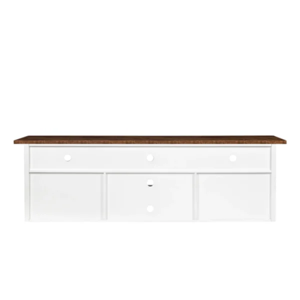Leiln.Z 80"Mid-Century Modern TV Stand, for TVs up to 75", Slim TV Stand with Storage, Living Room Entertainment Center, Cord Management, White - Image 4