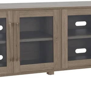 Rectangular TV Stand For TV's Up To 80"In Antiqued Gray, Electric Fireplace TV Stands For The Living Room
