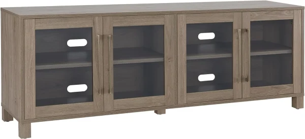 Rectangular TV Stand For TV's Up To 80"In Antiqued Gray, Electric Fireplace TV Stands For The Living Room